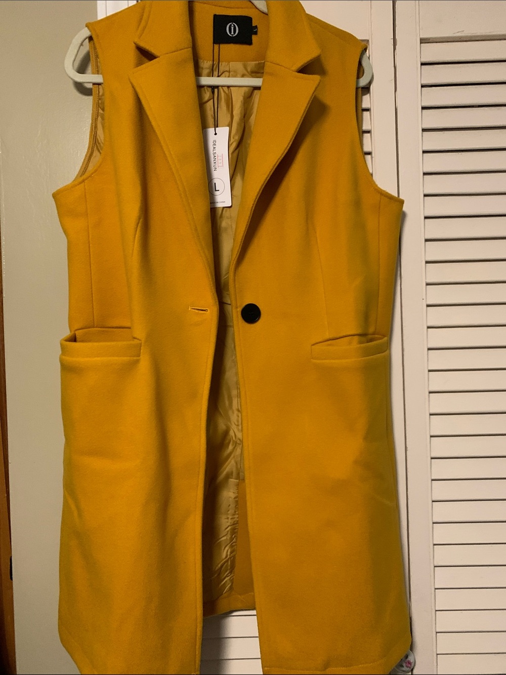 Fully lined Sleeveless Long Mustard Yellow Vest NWT